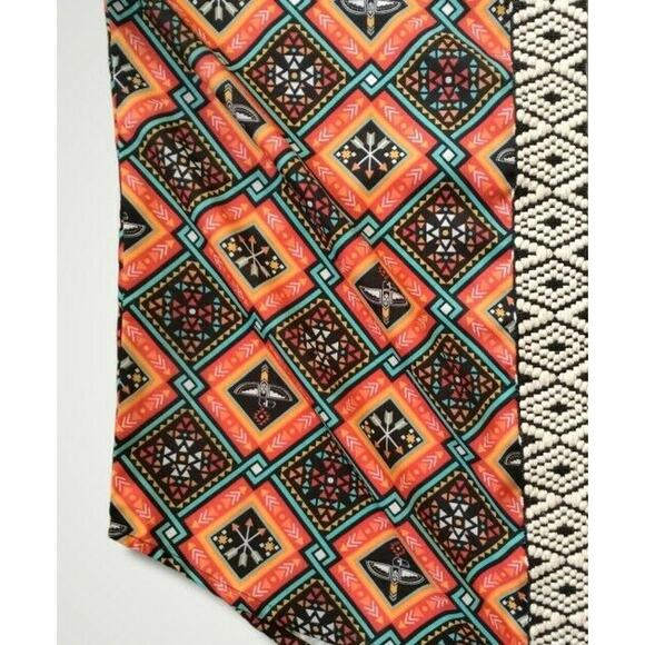 Panhandle Women's Aztec Print Open Cape/Kimono Orange/Turquoise Sz S/M - Picture 2 of 7